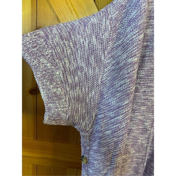 Lane Bryant Lavender White Button Chunky Knit Short Sleeve Cardigan Sweater 26/2 - Picture 2 of 7